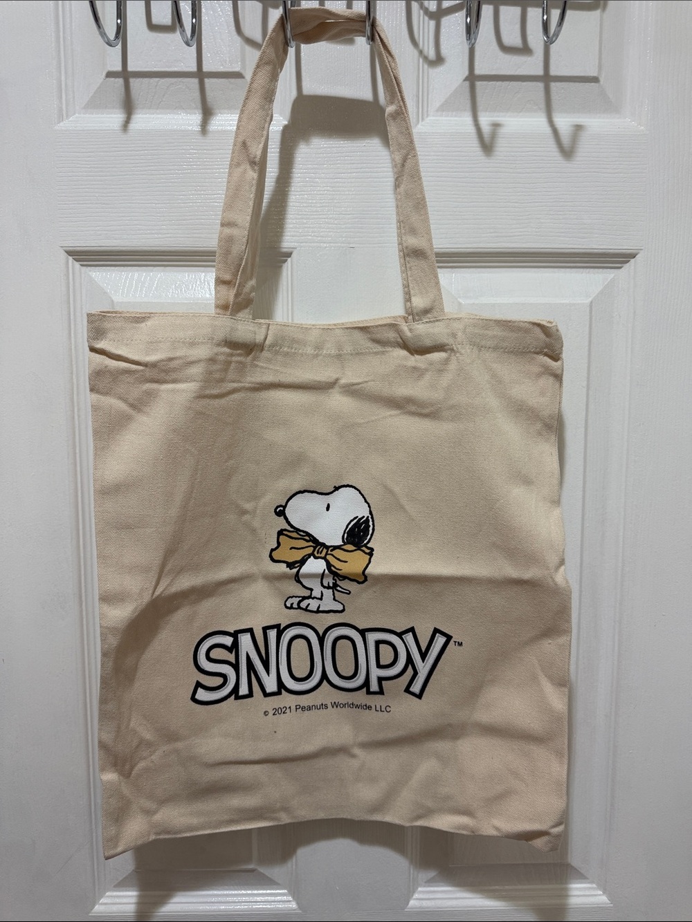 NWOT Snoopy Canvas Tote Bag in Natural